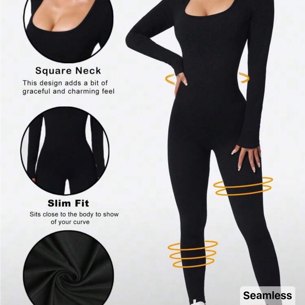 SHEIN Black Square Neck Jumpsuit